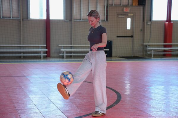 Ana Ibrahimkadic, academy operations manager, juggling a futsal ball